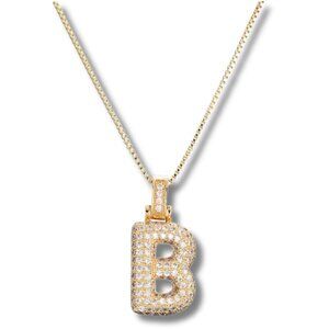 Pendant Bubble Letter Initial "B" Necklace w/Chain